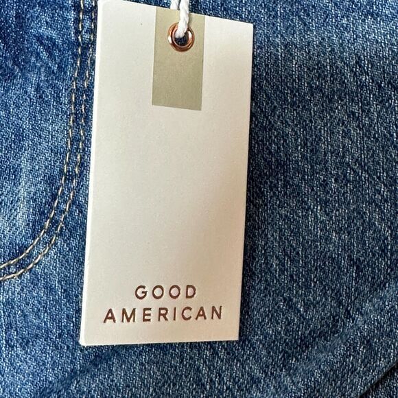 Good American Classic Raw Hem High Rise Jeans Skinnyish Fit Blue940 0/25 NWT - Picture 8 of 13